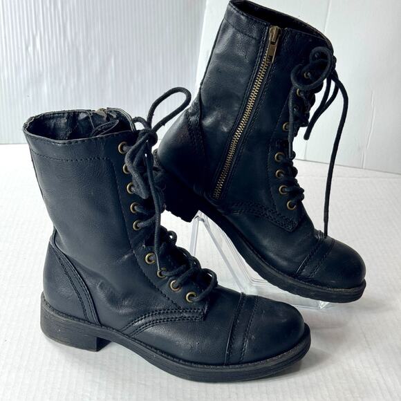 Brash Combat Boots Black Lace Up Zipper Women 6 1/2 READ Goth Grunge E-Girl Y2k - Picture 5 of 14